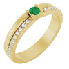 14K Yellow Gold Lab-Grown Emerald & Natural Diamond Accent Ring