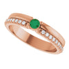 14K Yellow Gold Lab-Grown Emerald & Natural Diamond Accent Ring