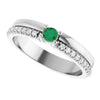 14K Yellow Gold Lab-Grown Emerald & Natural Diamond Accent Ring