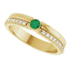 14K Yellow Gold Lab-Grown Emerald & Natural Diamond Accent Ring