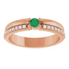 14K Yellow Gold Lab-Grown Emerald & Natural Diamond Accent Ring