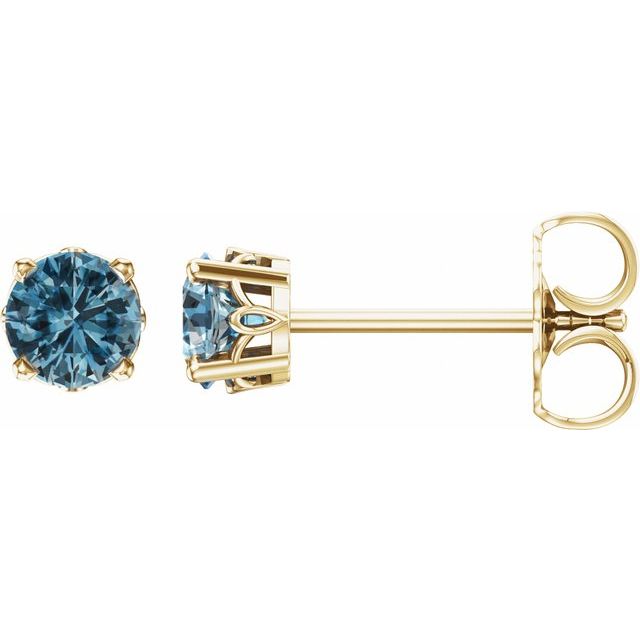 14K Gold Scroll Setting Stud Earrings