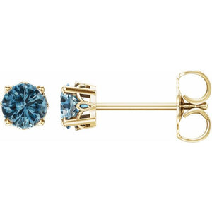 14K Gold Scroll Setting Stud Earrings