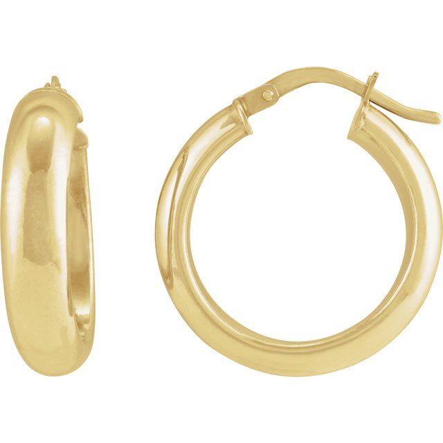 14K Yellow Gold 17 mm Half-Round Tube Hoop Earrings