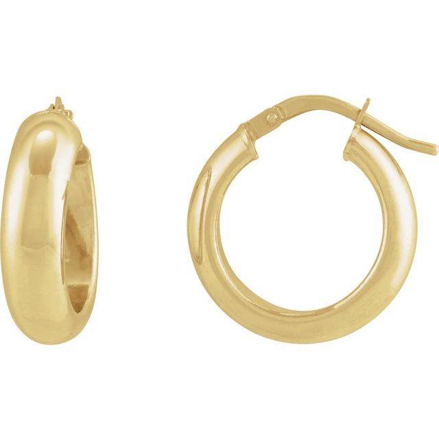 14K Yellow Gold 17 mm Half-Round Tube Hoop Earrings