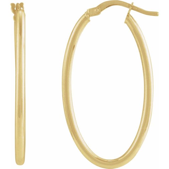 Hollow Elongated Oval Tube Hoop Earrings