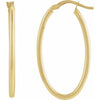 14K Yellow Gold 28 mm Elongated Oval Tube Hoop Earrings