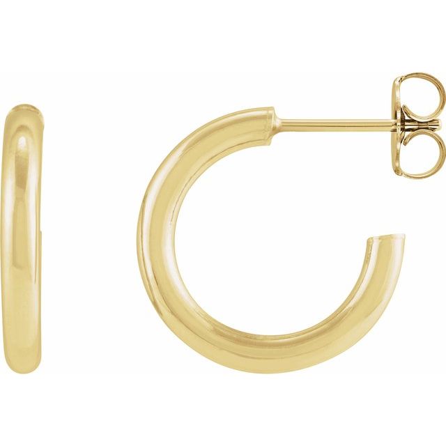 14K Gold Hollow Open Tube Hoop Earrings - Options Available