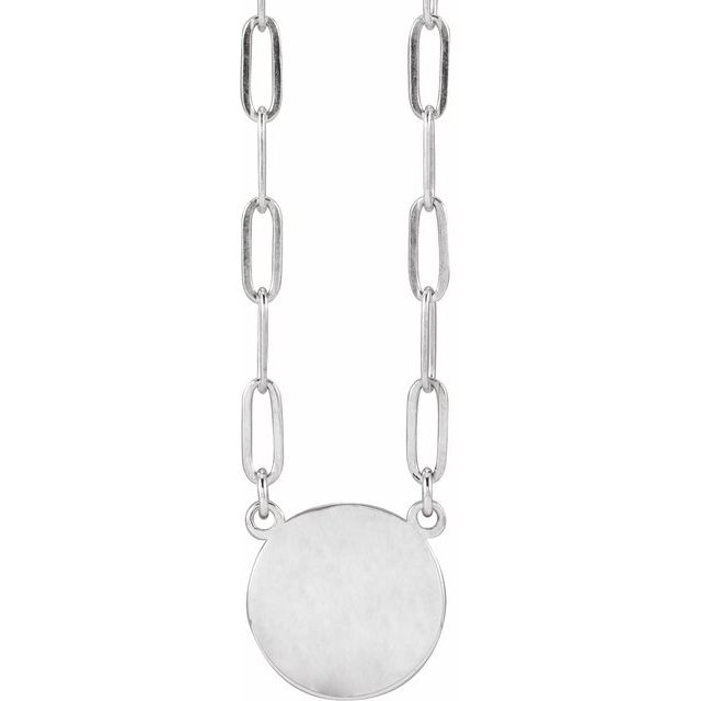 14K White Gold 10x10 mm Engravable Disc Necklace