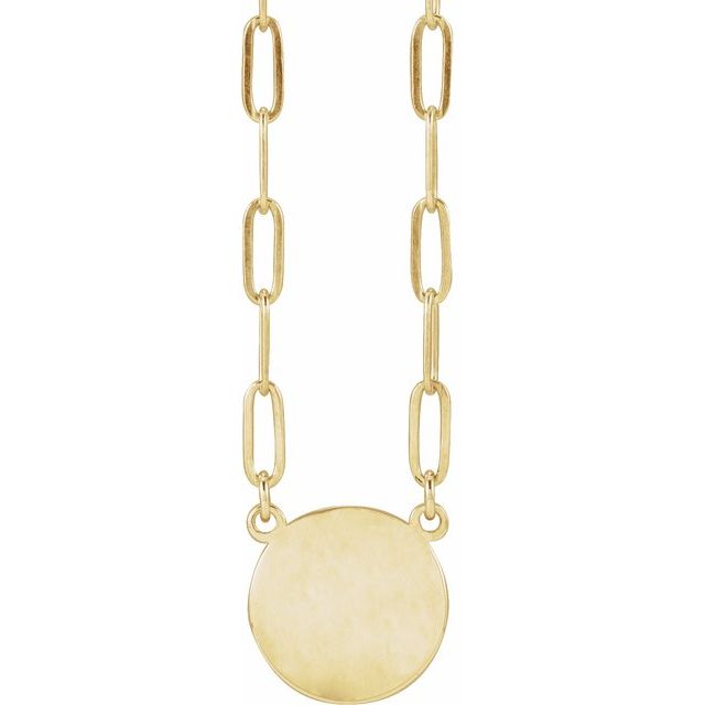 14K Gold Engravable Disc Necklace