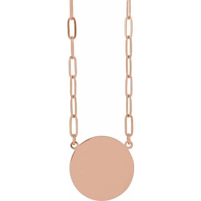 14K Gold Engravable Disc Necklace