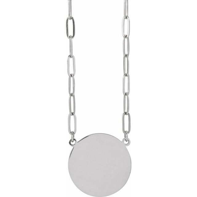 14K White Gold 10x10 mm Engravable Disc Necklace