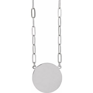 14K White Gold 10x10 mm Engravable Disc Necklace