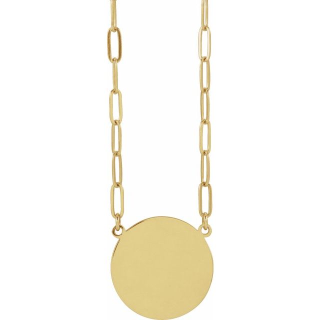 14K Gold Engravable Disc Necklace