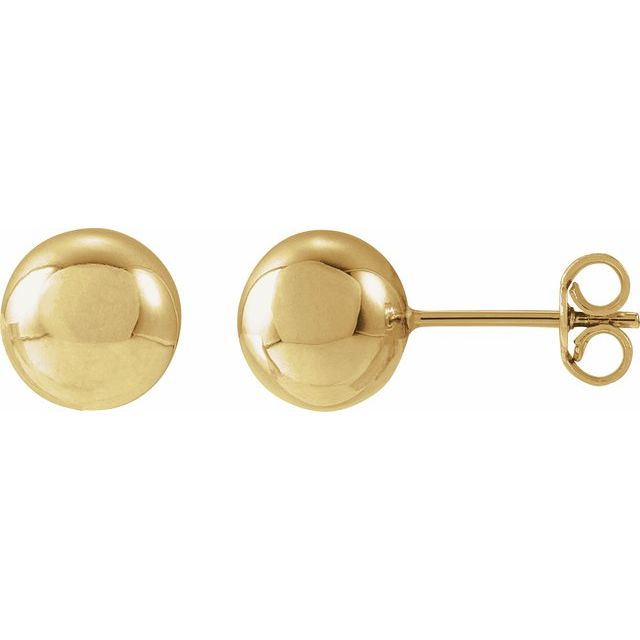 14K Yellow Gold 8 mm Polished Ball Earrings – Timeless Elegance