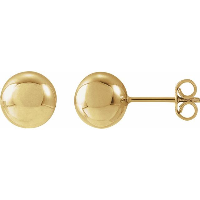 Polished 8mm Ball Earrings in 14K Gold with Friction Backs