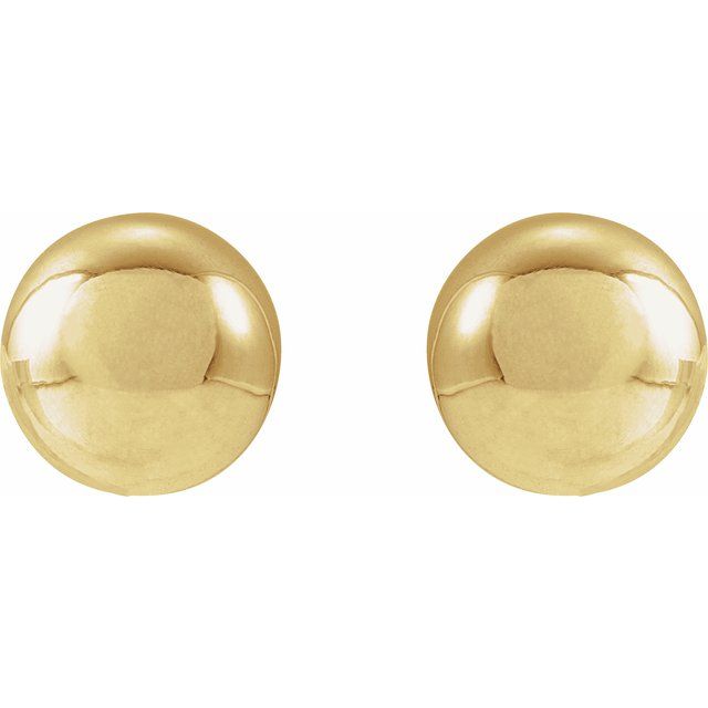 14K Yellow Gold 8 mm Polished Ball Earrings – Timeless Elegance