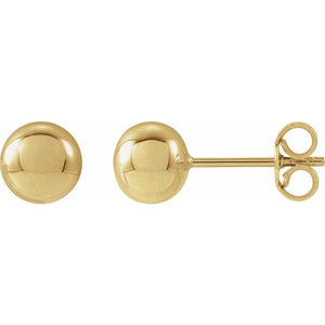 14K Yellow Gold 8 mm Polished Ball Earrings – Timeless Elegance