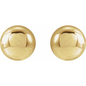 14K Yellow Gold 8 mm Polished Ball Earrings – Timeless Elegance