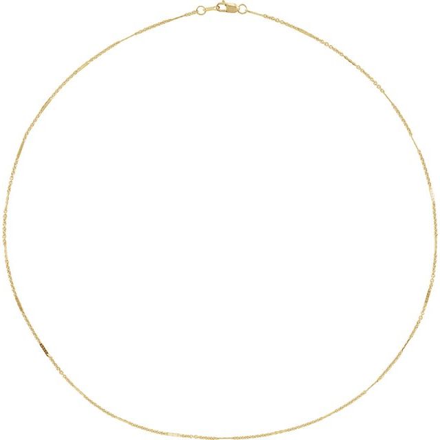 14K Yellow Gold, 1.1 mm Dapped 16" Cable Chain - Elegant Design