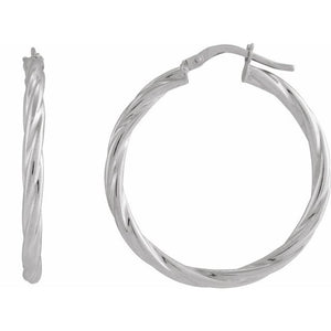 14K Gold Hollow Twisted Hoop Earrings - Options Available