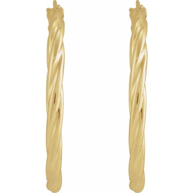 14K Yellow Gold 15mm Twisted Tube Hoop Earrings - Elegant Design