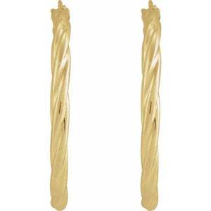 14K Yellow Gold 15mm Twisted Tube Hoop Earrings - Elegant Design