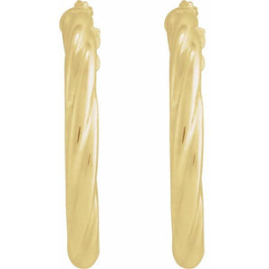 14K Yellow Gold 15mm Twisted Tube Hoop Earrings - Elegant Design