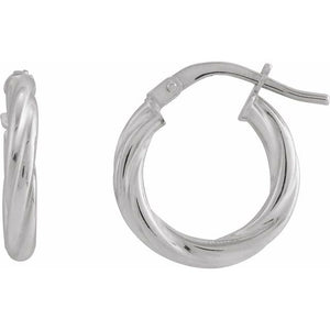 14K Yellow Gold 15mm Twisted Tube Hoop Earrings - Elegant Design