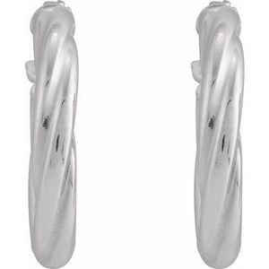 14K Yellow Gold 15mm Twisted Tube Hoop Earrings - Elegant Design