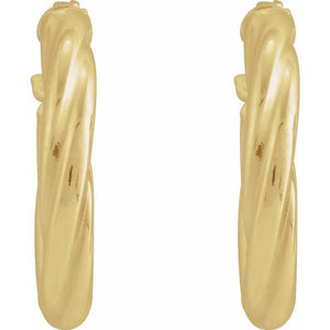 14K Yellow Gold 15mm Twisted Tube Hoop Earrings - Elegant Design