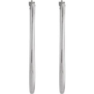 14K Yellow Gold 28 mm Elongated Oval Tube Hoop Earrings