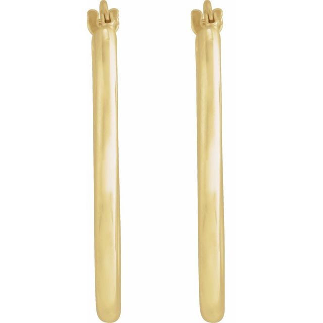 14K Yellow Gold 28 mm Elongated Oval Tube Hoop Earrings