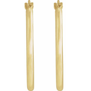 14K Yellow Gold 28 mm Elongated Oval Tube Hoop Earrings