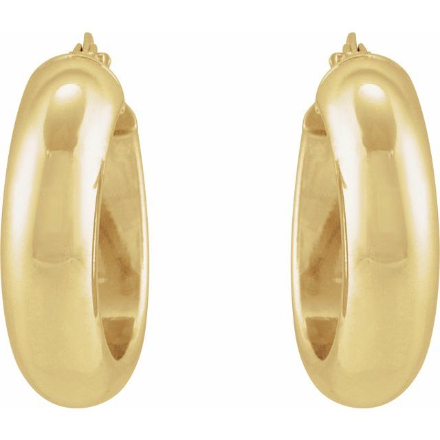 14K Yellow Gold 17 mm Half-Round Tube Hoop Earrings