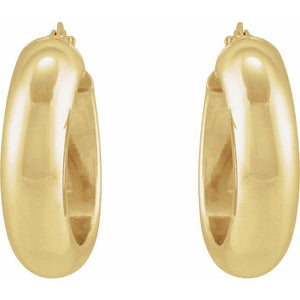 14K Yellow Gold 17 mm Half-Round Tube Hoop Earrings