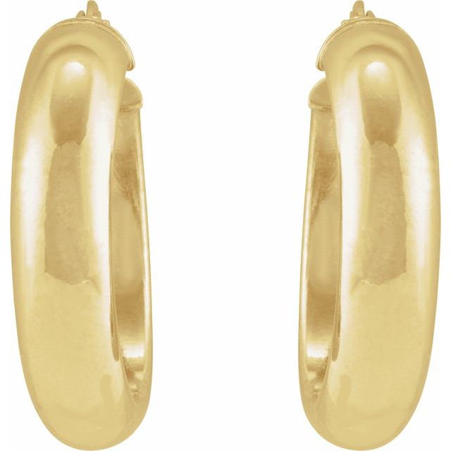 14K Yellow Gold 17 mm Half-Round Tube Hoop Earrings