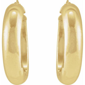 14K Yellow Gold 17 mm Half-Round Tube Hoop Earrings