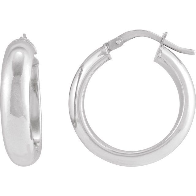 14K Yellow Gold 17 mm Half-Round Tube Hoop Earrings