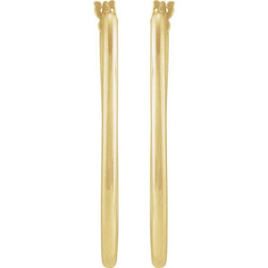 14K Yellow Gold 28 mm Elongated Oval Tube Hoop Earrings