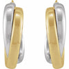 14K Yellow/White Gold 15 mm Double Tube Hoop Earrings