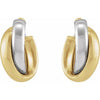 14K Yellow/White Gold 15 mm Double Tube Hoop Earrings