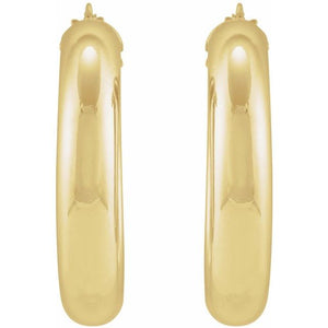 14K Yellow Gold 17 mm Half-Round Tube Hoop Earrings