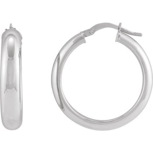 14K Yellow Gold 17 mm Half-Round Tube Hoop Earrings