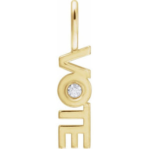 14K Gold Vote Charm Pendant