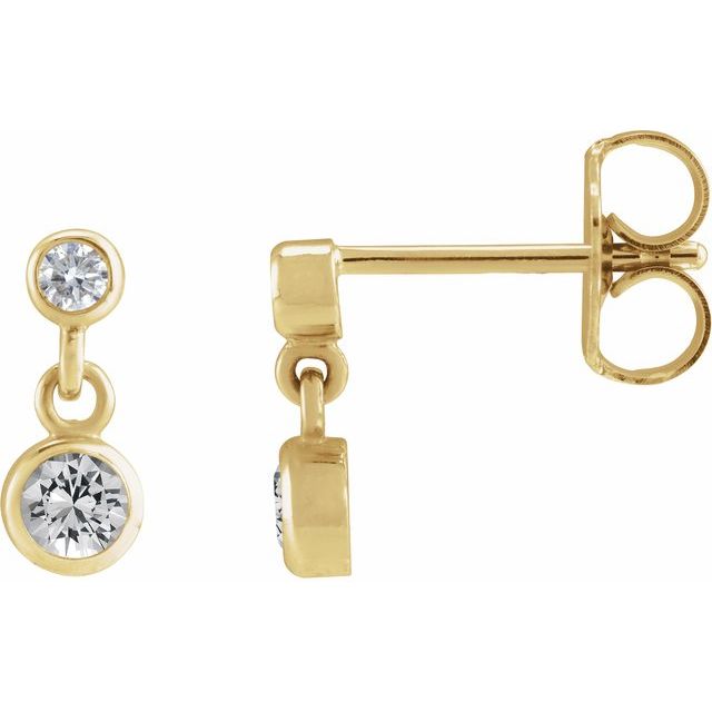 14K Gold Natural Pink Tourmaline Two-Stone Bezel Set Earrings