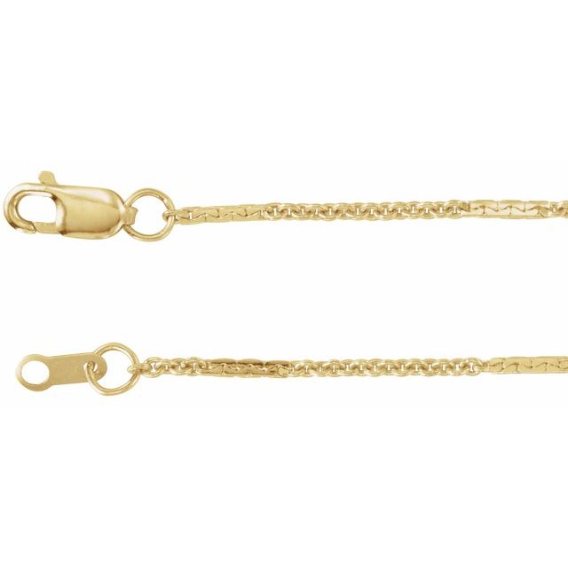 14K Yellow Gold, 1.1 mm Dapped 16" Cable Chain - Elegant Design