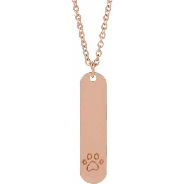 14K Rose Gold Engravable Footprints Necklace 22.4x5 mm