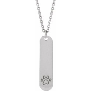 14K Rose Gold Engravable Footprints Necklace 22.4x5 mm