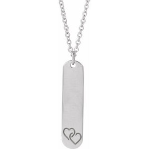 14K Rose Gold Engravable Footprints Necklace 22.4x5 mm